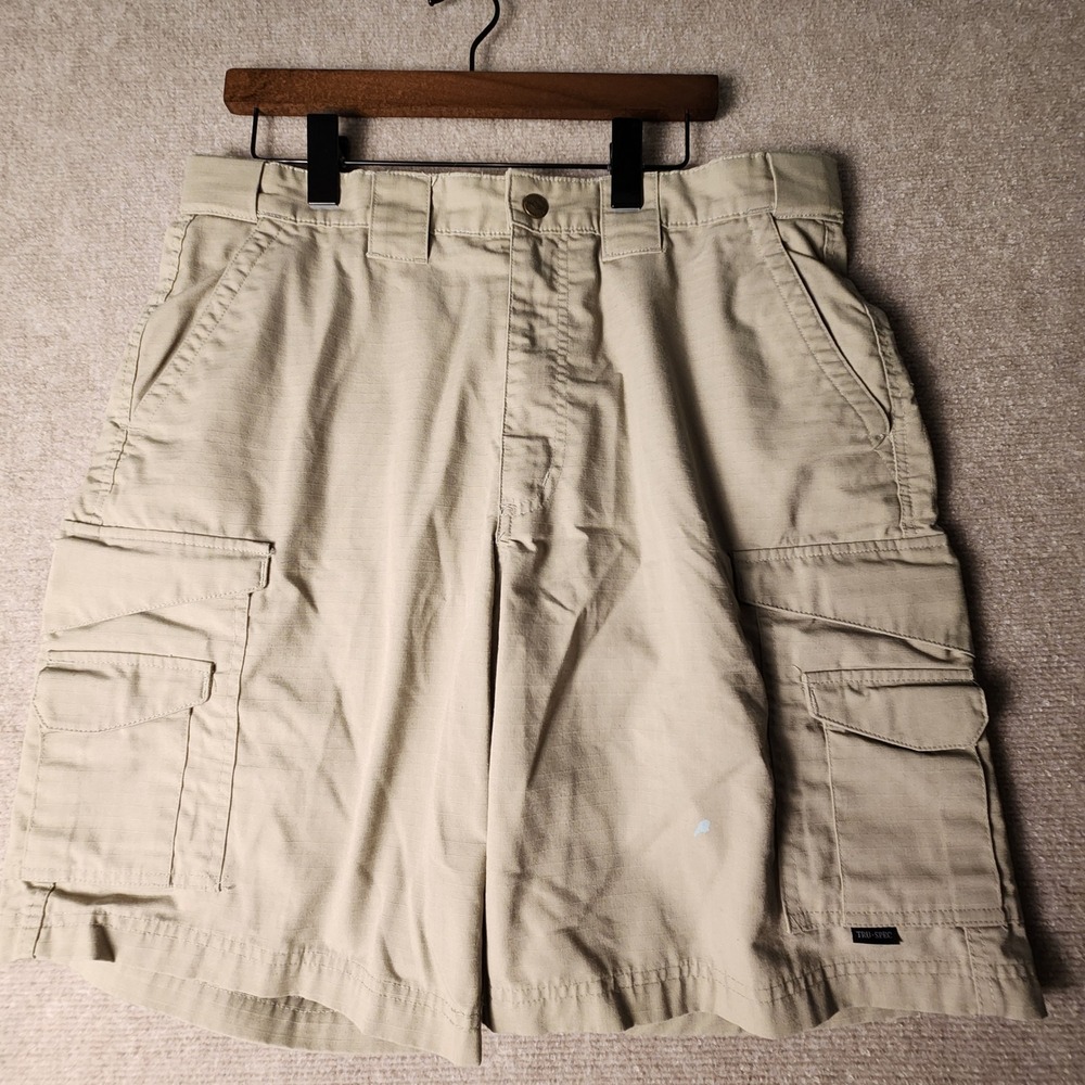 Tru-Spec Cargo Shorts Mens 34 Khaki Tan Ripstop Tactical Outdoor Pockets